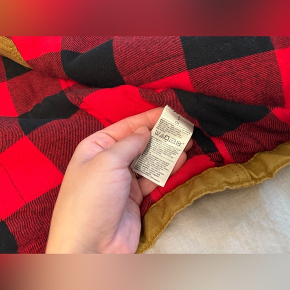 Old Navy Tan Chore Jacket with Plaid Lining - Picture 4 of 6